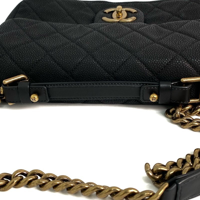 △ Chanel 香奈兒 Black Caviar Skin Gold Tone Metal Single Flap Chain Shoulder Bag A67622 No.17 黑色粒紋小牛皮金色金屬鎖鏈肩背袋No.17 - 257016995-12