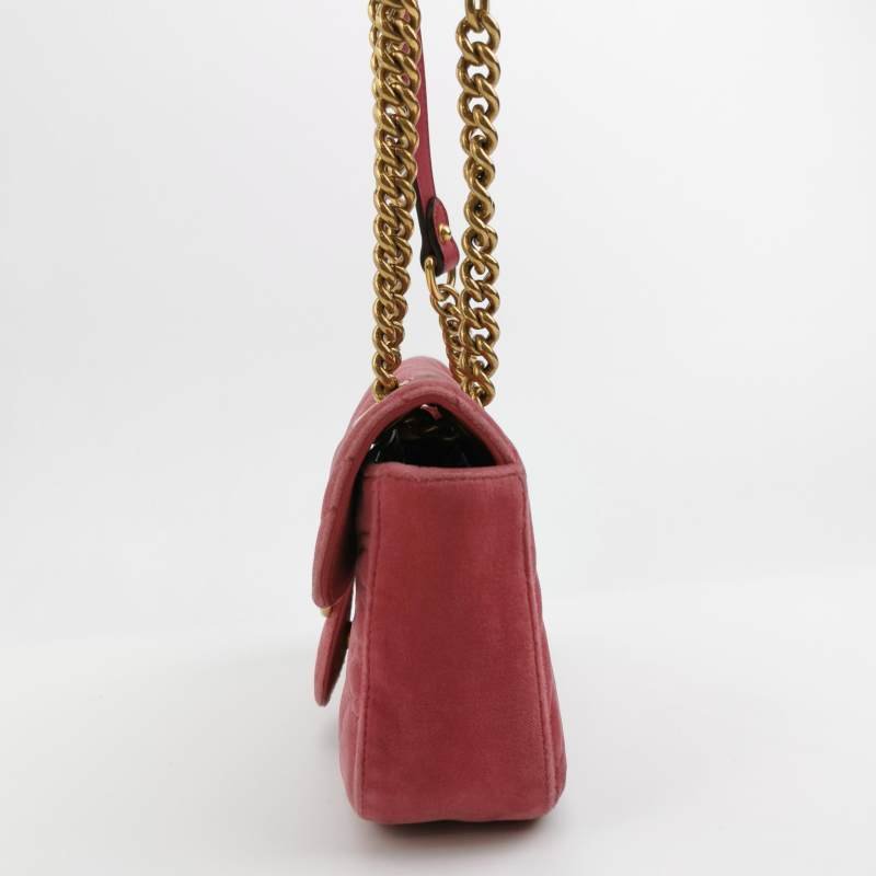 Gucci GG Marmont 迷你 絨布 純色 雙G 標誌 口蓋包 單肩包-2
