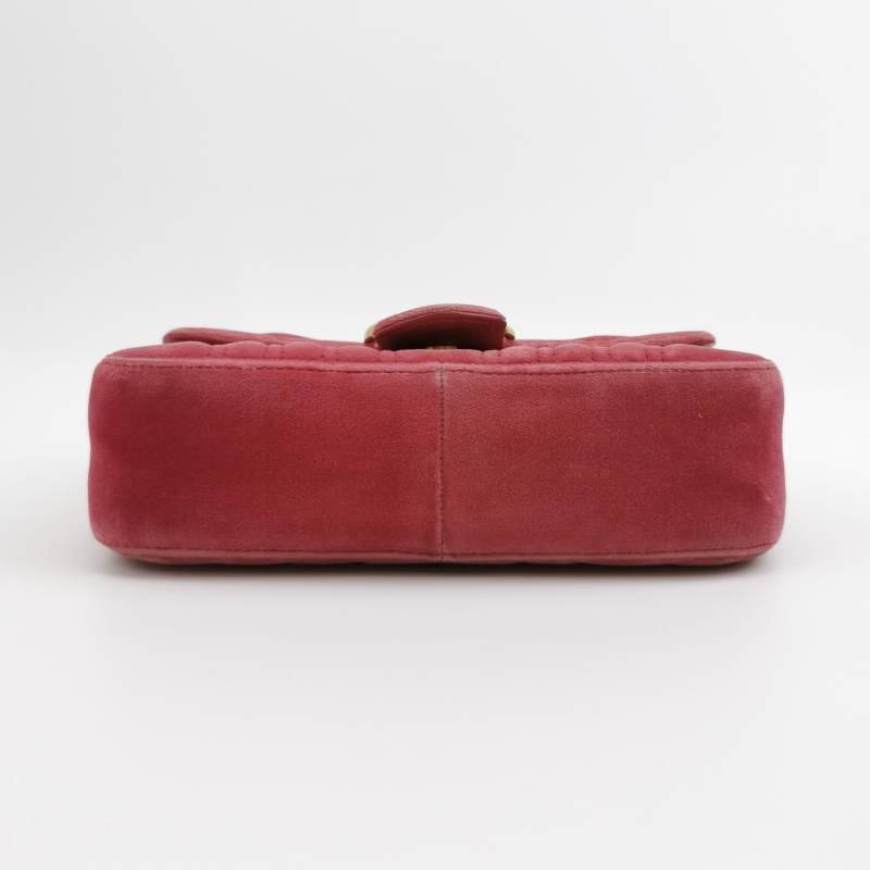 Gucci GG Marmont 迷你 絨布 純色 雙G 標誌 口蓋包 單肩包-5