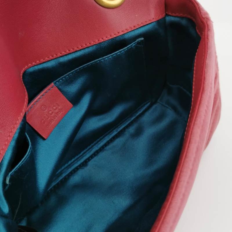 Gucci GG Marmont 迷你 絨布 純色 雙G 標誌 口蓋包 單肩包-6