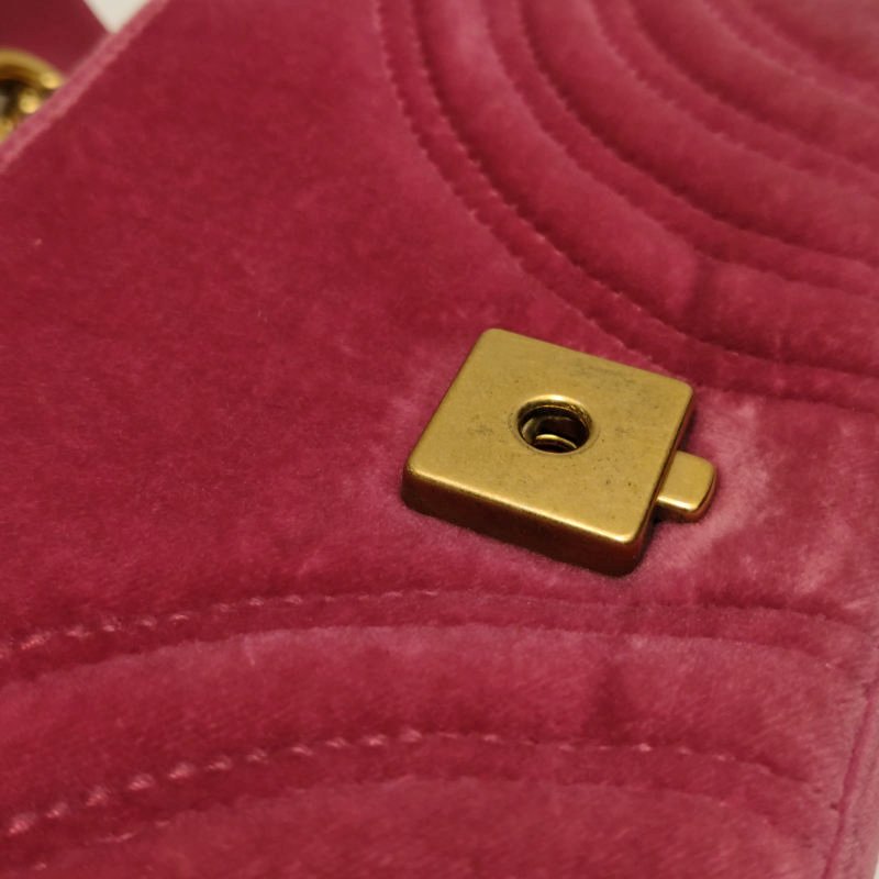 Gucci GG Marmont 迷你 絨布 純色 雙G 標誌 口蓋包 單肩包-13