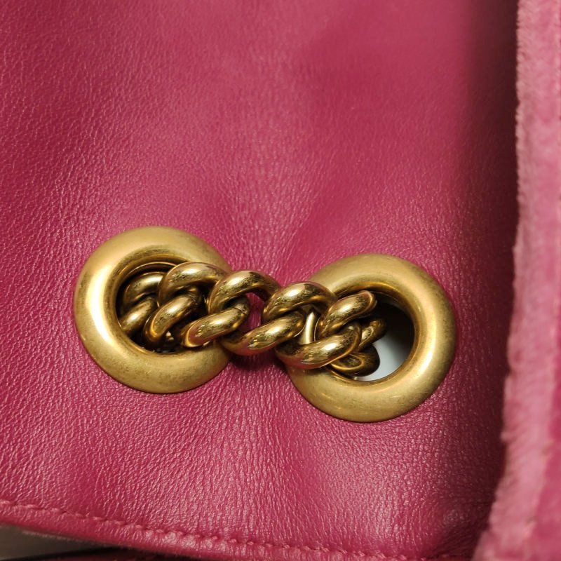 Gucci GG Marmont 迷你 絨布 純色 雙G 標誌 口蓋包 單肩包-14