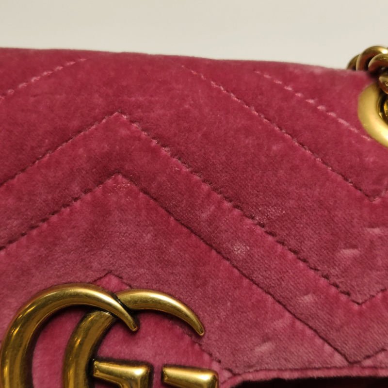 Gucci GG Marmont 迷你 絨布 純色 雙G 標誌 口蓋包 單肩包-16