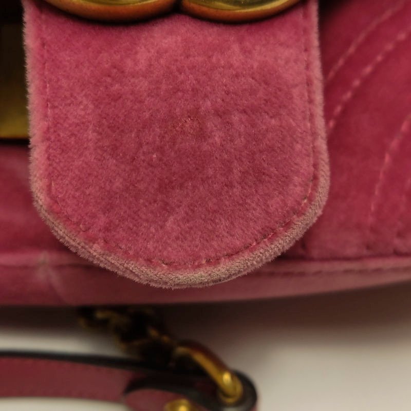 Gucci GG Marmont 迷你 絨布 純色 雙G 標誌 口蓋包 單肩包-20