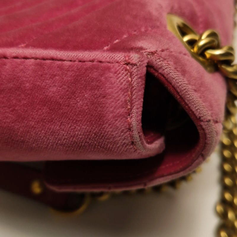 Gucci GG Marmont 迷你 絨布 純色 雙G 標誌 口蓋包 單肩包-22