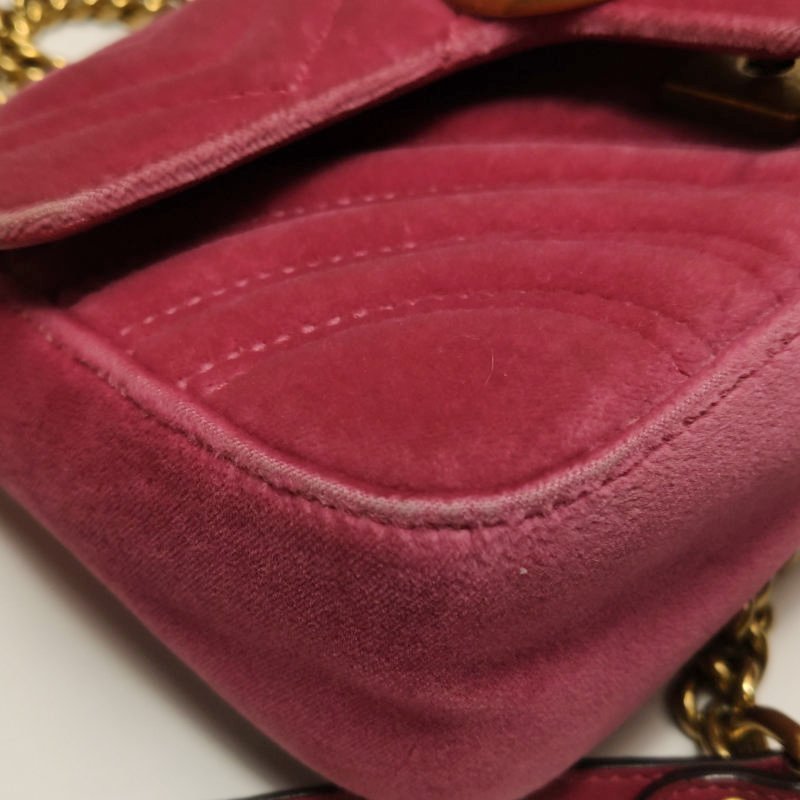 Gucci GG Marmont 迷你 絨布 純色 雙G 標誌 口蓋包 單肩包-23