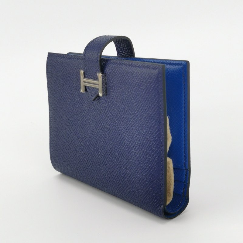 Hermes Bearn 牛皮 純色 標誌 H袢帶 皮夾-1