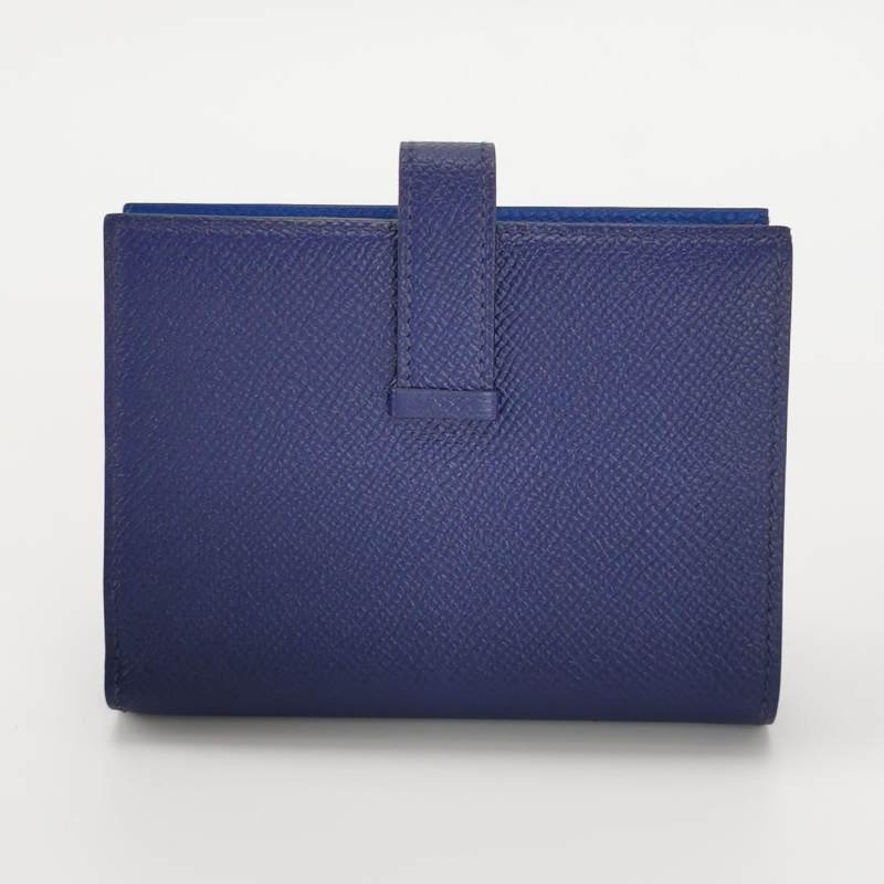 Hermes Bearn 牛皮 純色 標誌 H袢帶 皮夾-3