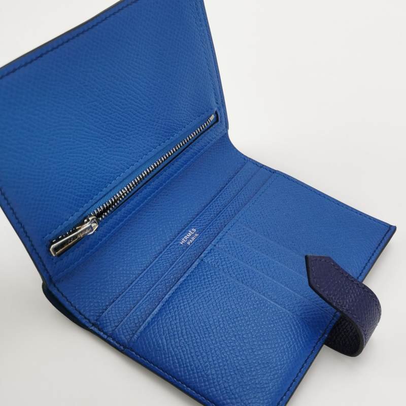 Hermes Bearn 牛皮 純色 標誌 H袢帶 皮夾-5