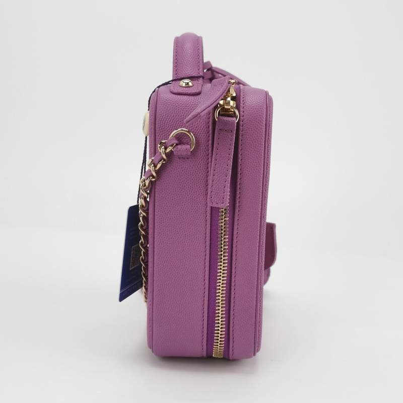 Chanel Vanity Case 牛皮 純色 菱格 雙C 標識 斜背包 單肩包-3