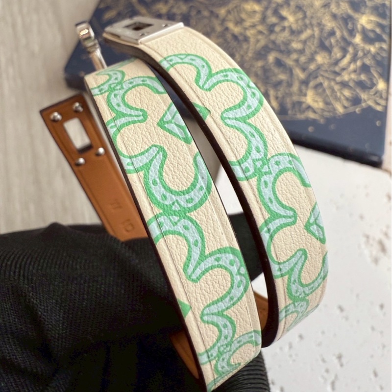 HERMES Kelly 雙環小花皮手環 T2-1