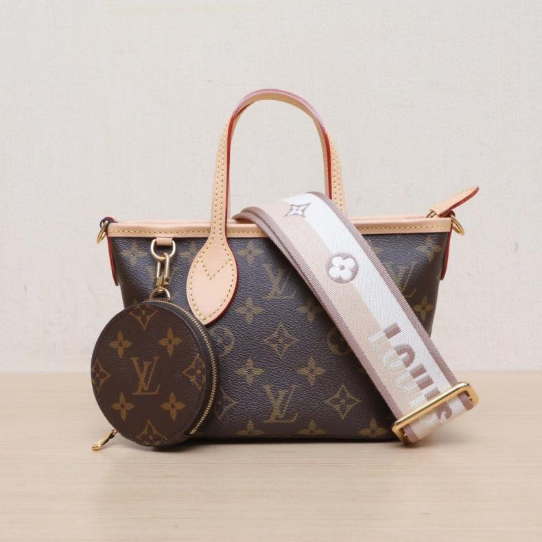 Neverfull BB 24 配子袋 可拆卸米棕寬肩帶 老花 PVC 金扣 晶元-0