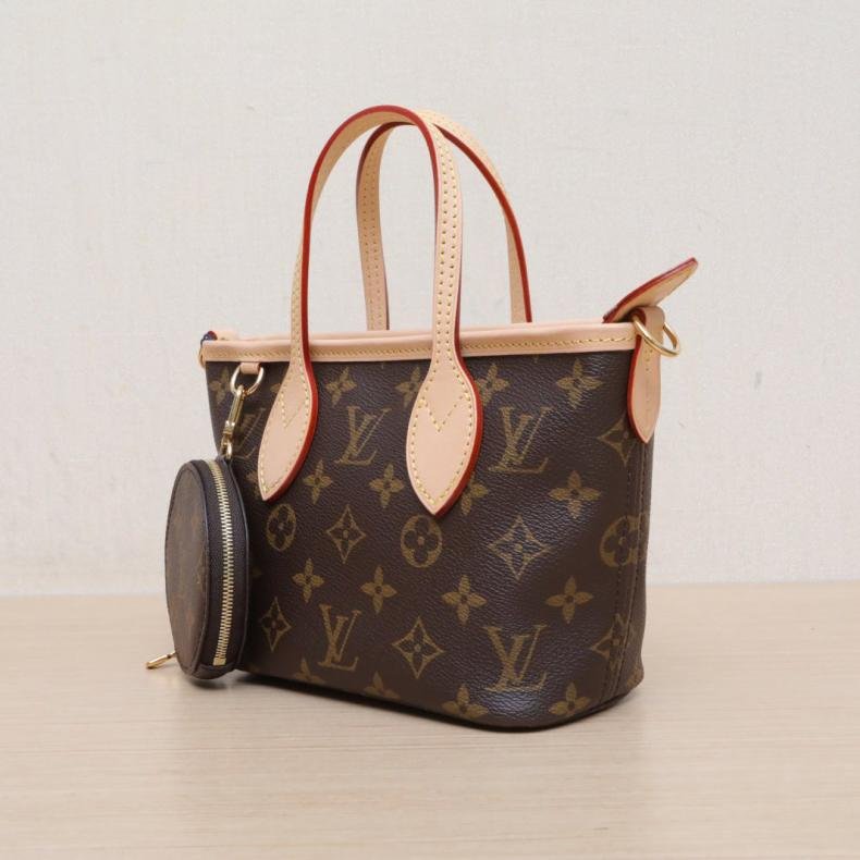 Neverfull BB 24 配子袋 可拆卸米棕寬肩帶 老花 PVC 金扣 晶元-3