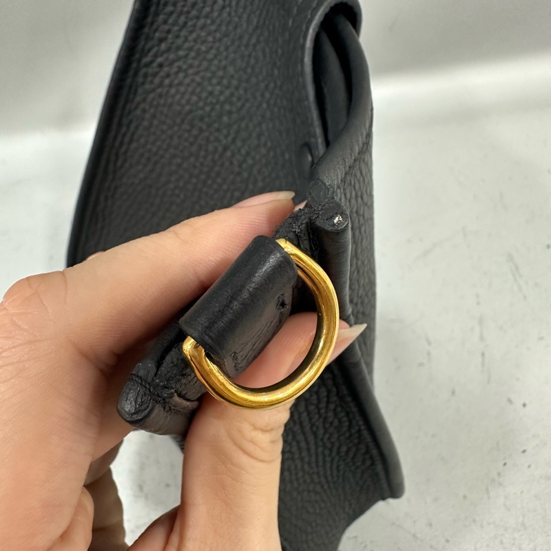 Hermes 黑TC皮金釦mini evelyne 斜背包 U刻-15