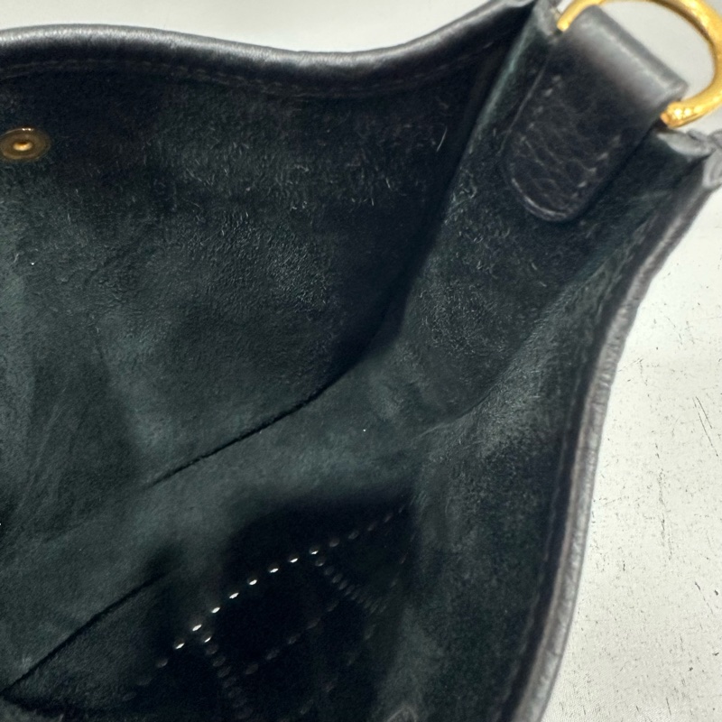 Hermes 黑TC皮金釦mini evelyne 斜背包 U刻-25