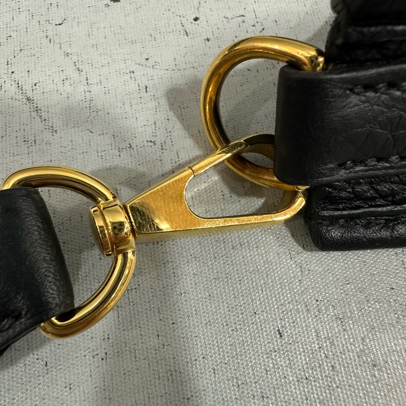 Hermes 黑TC皮金釦mini evelyne 斜背包 U刻-35