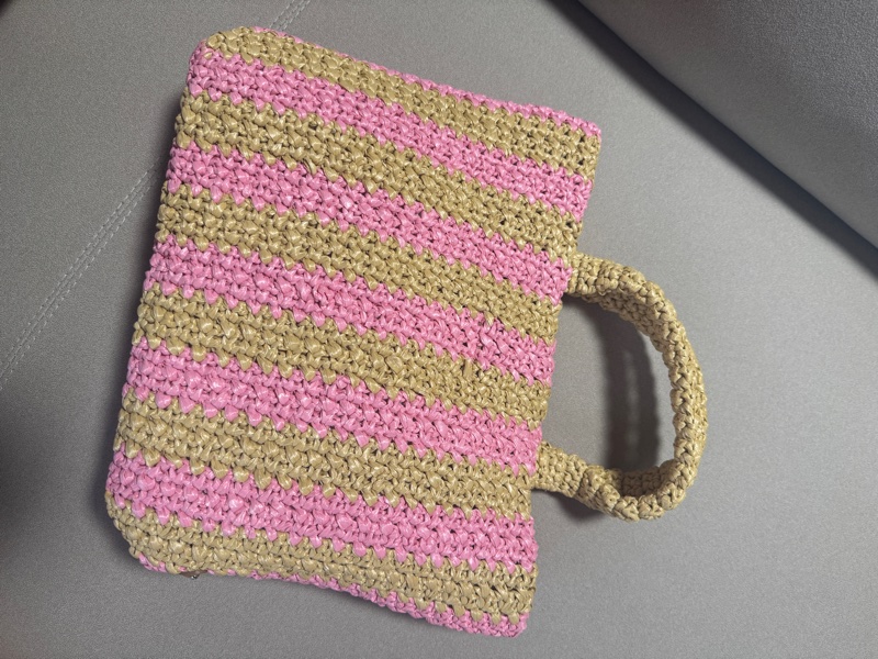 PRADA粉色草編包-2