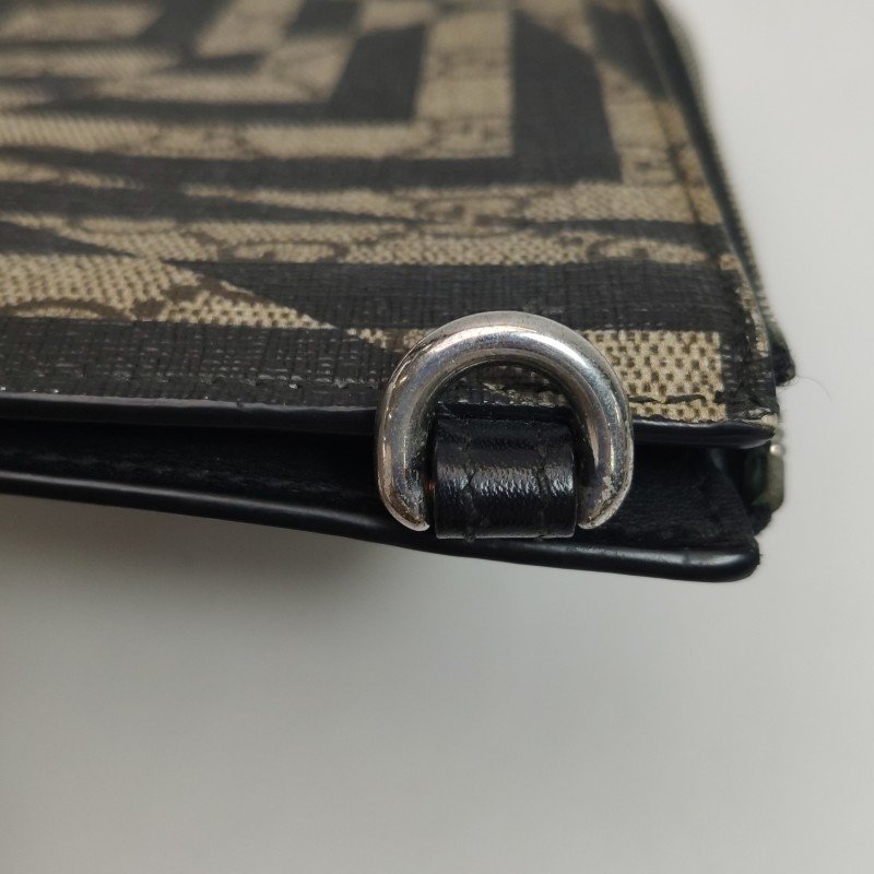 Gucci 牛皮 雙G 老花 迷宮 拉鍊 手拿包-10