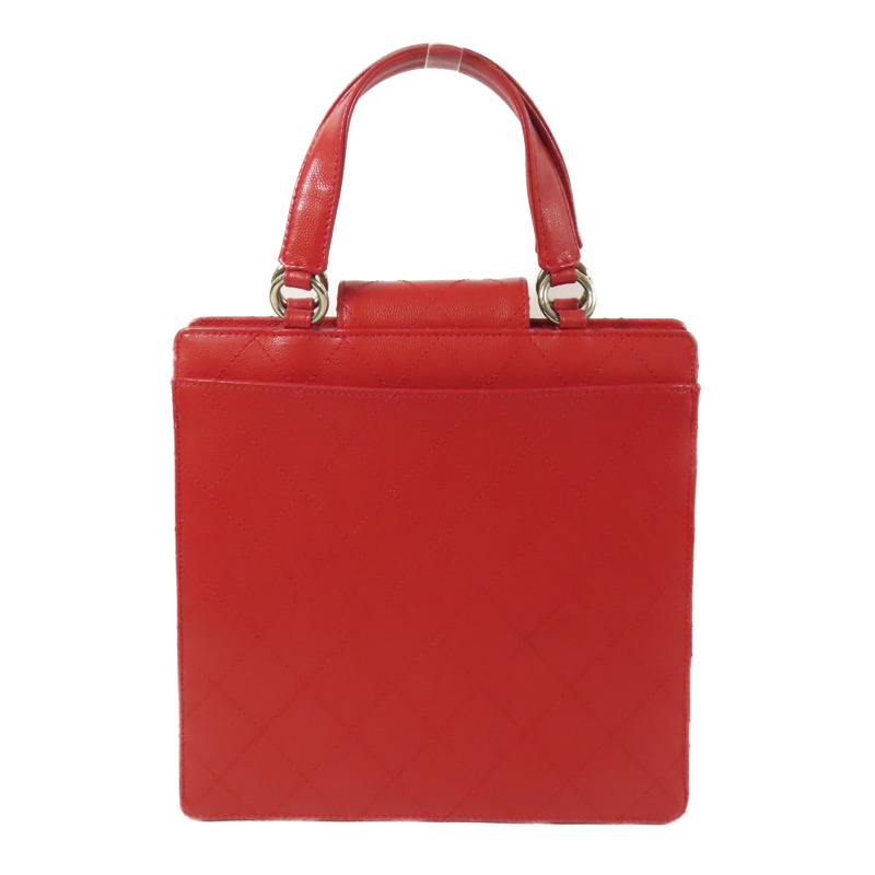 CHANEL 牛皮皮革Handbag銀扣手挽袋-2