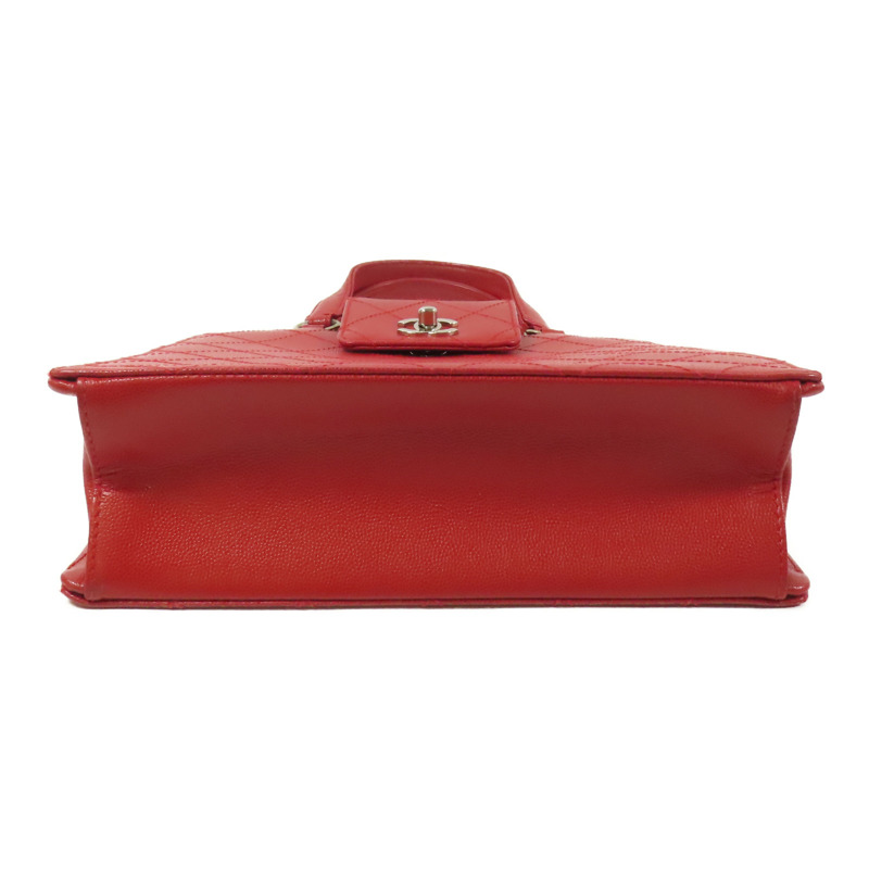 CHANEL 牛皮皮革Handbag銀扣手挽袋-3