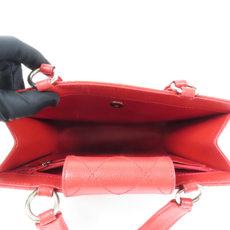 CHANEL 牛皮皮革Handbag銀扣手挽袋-4