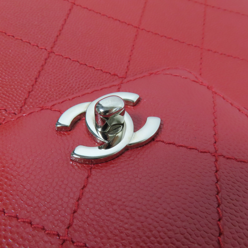 CHANEL 牛皮皮革Handbag銀扣手挽袋-6