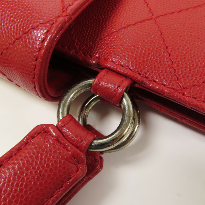 CHANEL 牛皮皮革Handbag銀扣手挽袋-11