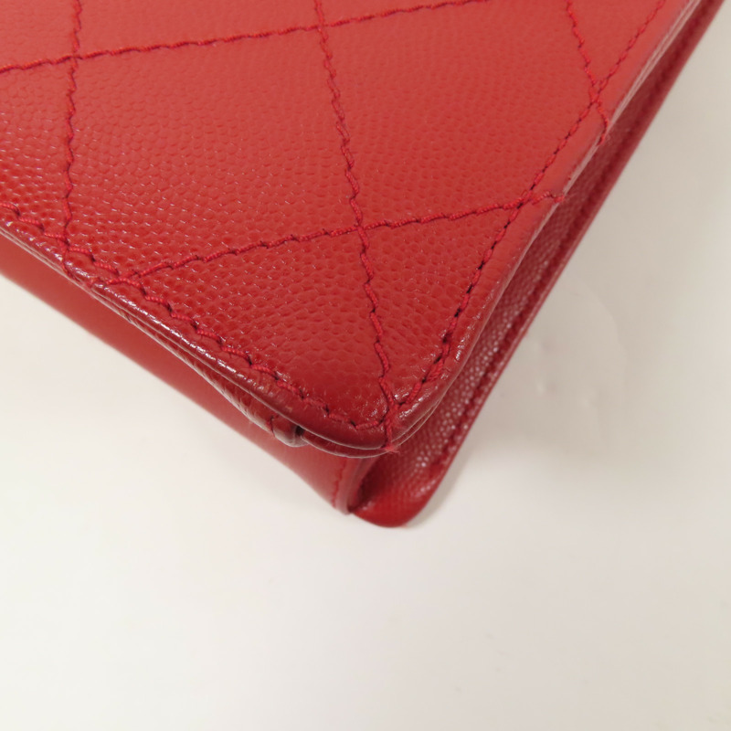 CHANEL 牛皮皮革Handbag銀扣手挽袋-15