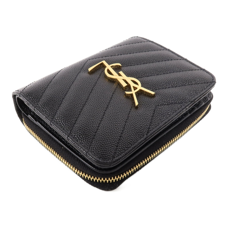 SAINT LAURENT 牛皮皮革Cassandre Matelasse Wallet金扣錢包-3