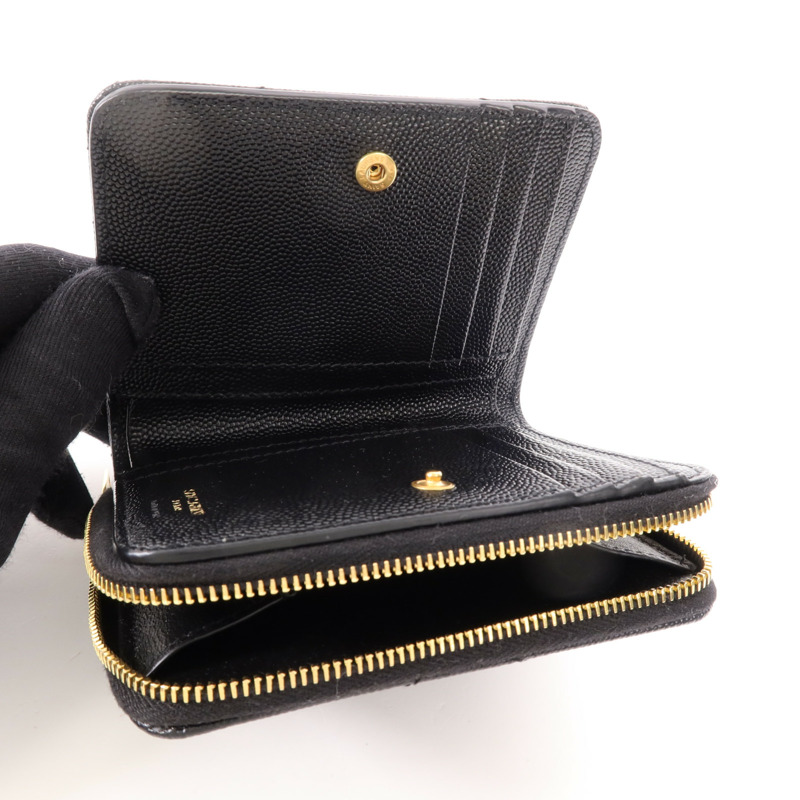 SAINT LAURENT 牛皮皮革Cassandre Matelasse Wallet金扣錢包-5