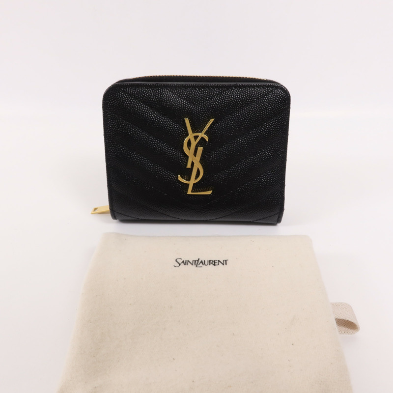 SAINT LAURENT 牛皮皮革Cassandre Matelasse Wallet金扣錢包-9