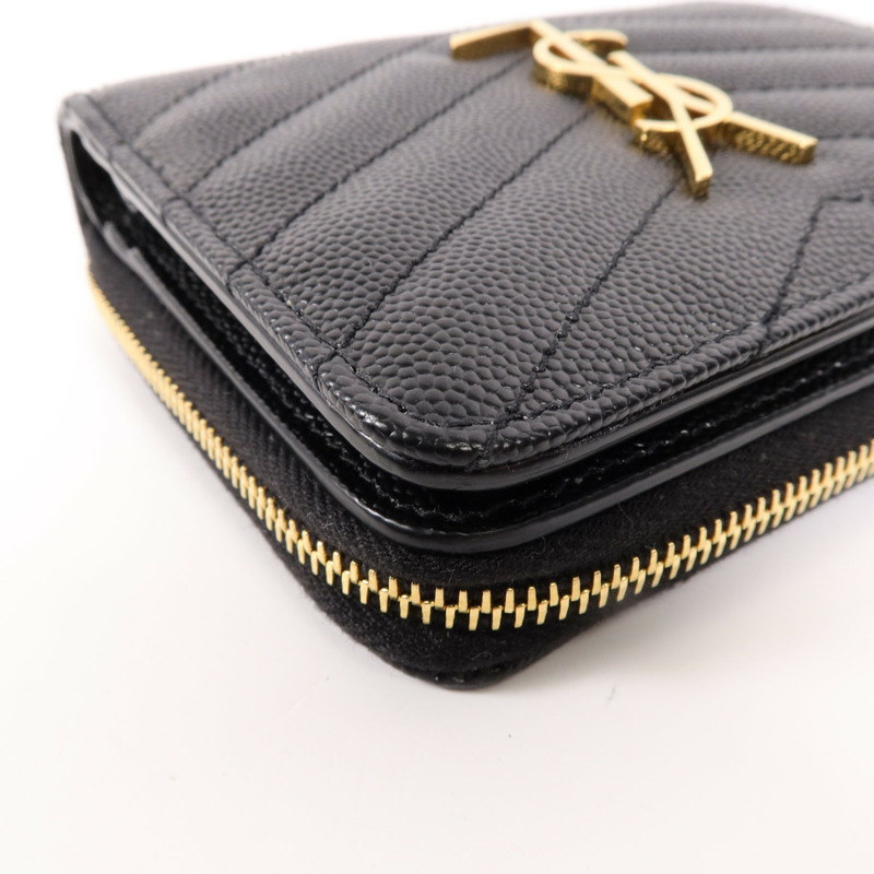 SAINT LAURENT 牛皮皮革Cassandre Matelasse Wallet金扣錢包-10