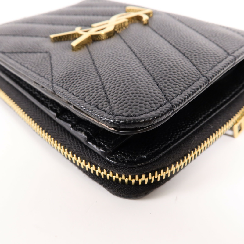 SAINT LAURENT 牛皮皮革Cassandre Matelasse Wallet金扣錢包-11