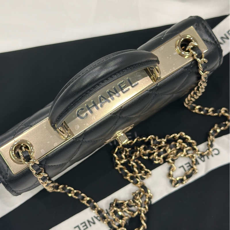 香奈兒Chanel 25c Trendy Cc 手柄 woc 風琴包 黑金色 羊皮 24年12月 芯片款 尺寸11x18.5x6cm AP4184Y6076794305-1