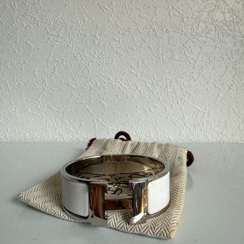 Hermes H白色寬版手環-0