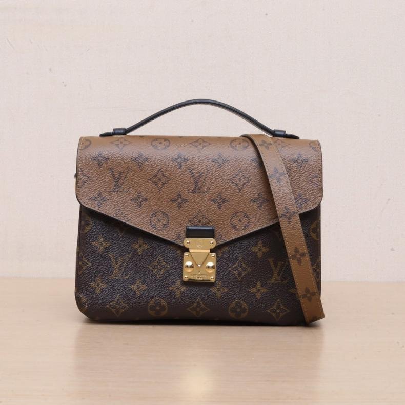 Metis Pochette 郵差包 拼色 PVC 金扣 2017 老花-0