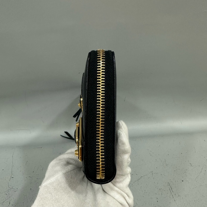 balenciaga 390187 黑皮金釦機車長夾-3
