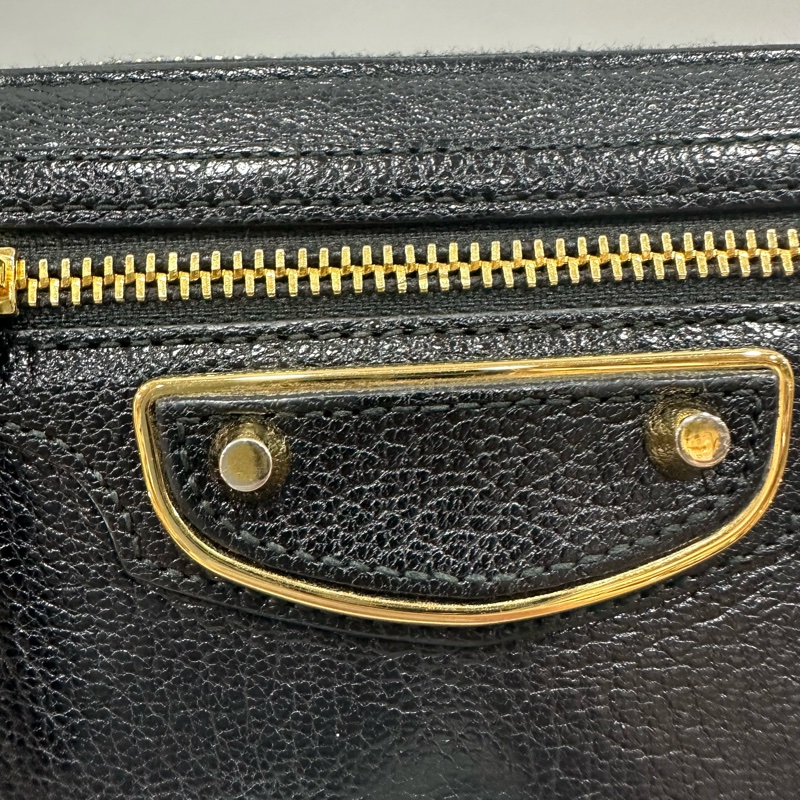 balenciaga 390187 黑皮金釦機車長夾-5
