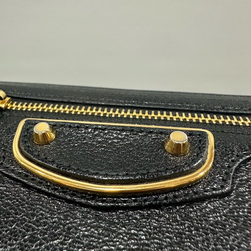 balenciaga 390187 黑皮金釦機車長夾-6