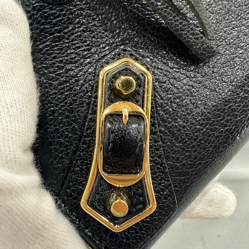 balenciaga 390187 黑皮金釦機車長夾-8