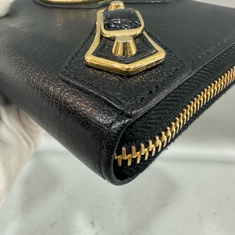 balenciaga 390187 黑皮金釦機車長夾-11