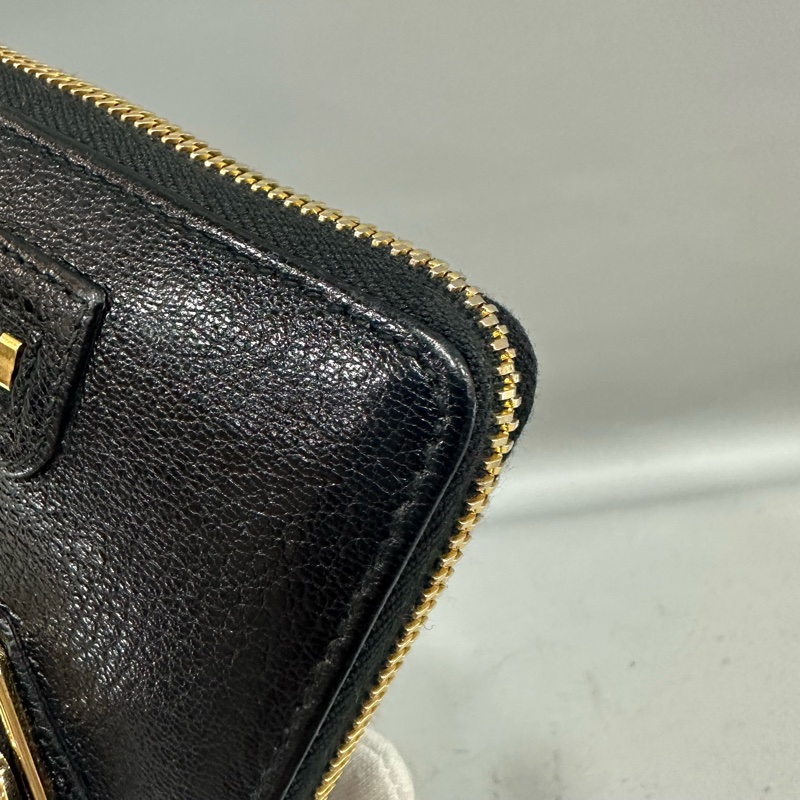 balenciaga 390187 黑皮金釦機車長夾-14
