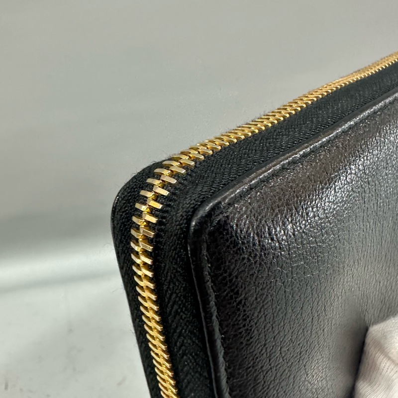 balenciaga 390187 黑皮金釦機車長夾-15