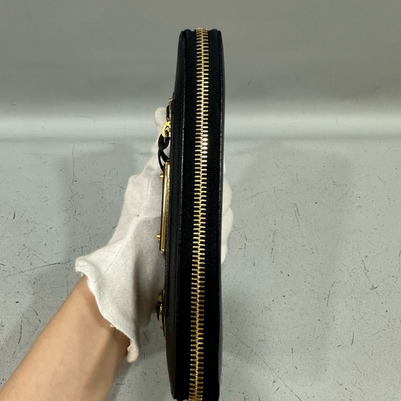 balenciaga 390187 黑皮金釦機車長夾-18