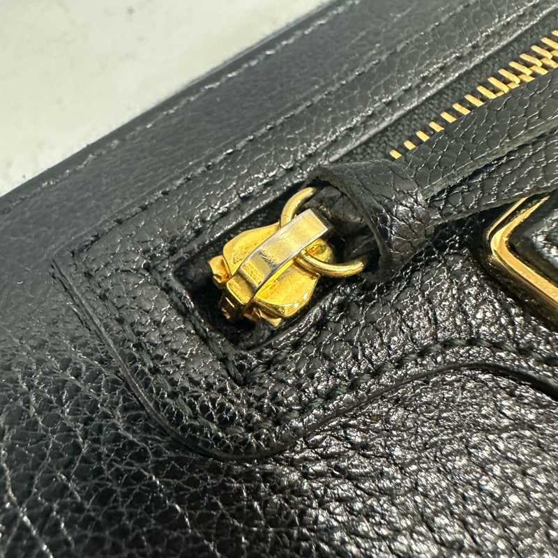 balenciaga 390187 黑皮金釦機車長夾-20