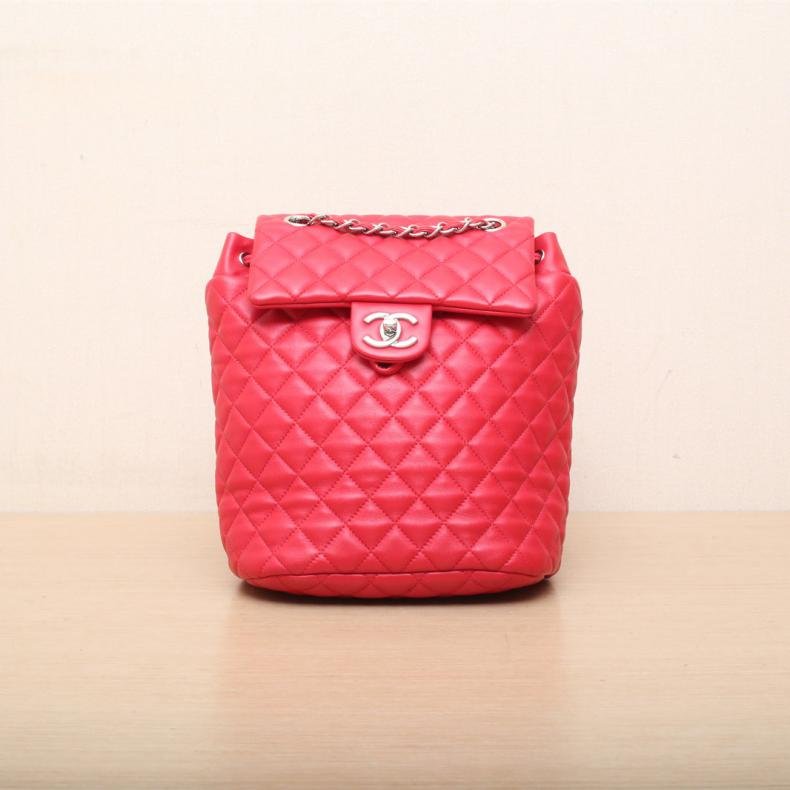 薩爾茨堡雙肩包 中號 20cm 紅色 皮革S 22開 銀扣-0