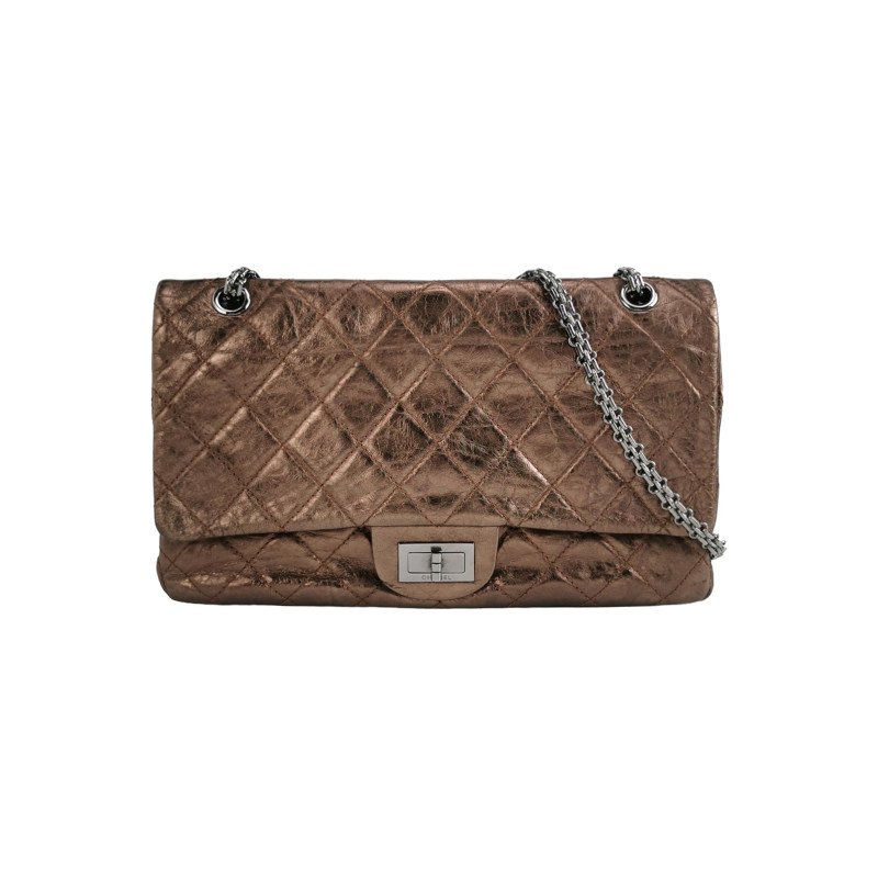 Chanel 2.55 Flag Bag 季節限定款 Maxi 油蠟皮 菱格 絎縫 長方形旋扣 單肩包-0