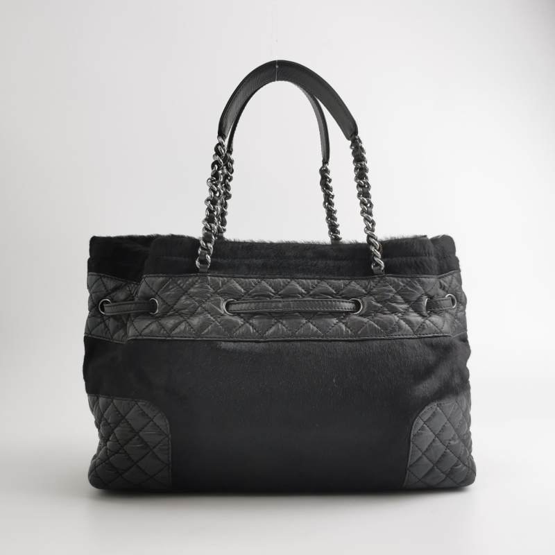 Chanel 马毛 油蜡皮 纯色 菱格 绗缝 单肩包-4