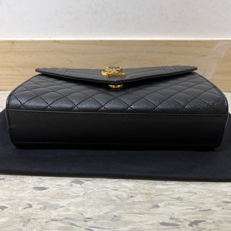 Yves Saint Laurent 聖羅蘭 YSL Envelope 中型信封包 黑金色-2