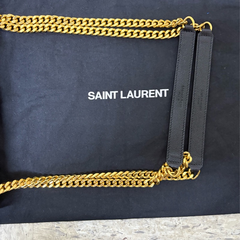 Yves Saint Laurent 聖羅蘭 YSL Envelope 中型信封包 黑金色-12